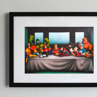 141- Photo imprimée / cadre decoration / La Cène / street art / cadre murale / deco